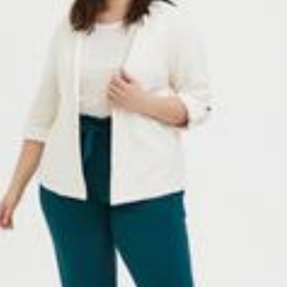 Torrid size 0X ivory boucle open front blazer - Picture 9 of 9